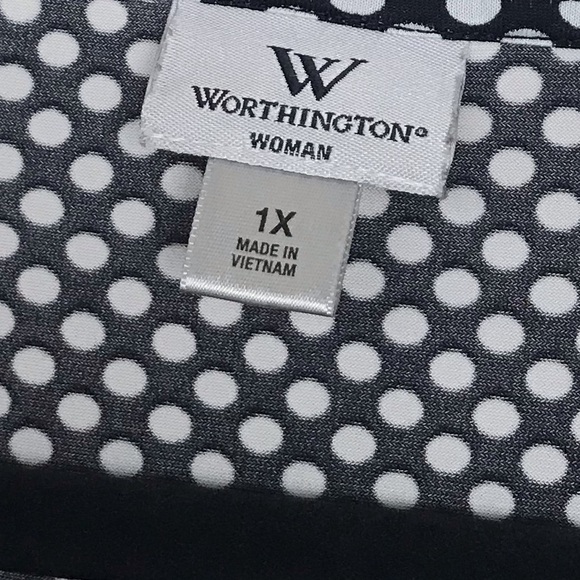 Worthington Black Polka Dot Short Sleeve Blouse - Picture 6 of 7